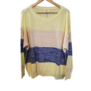 umgee USA Striped Knit light Sweater Stretch Oversized Women's Size L New